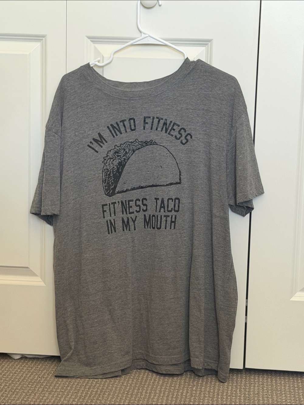 Crazy Dog T-Shirts Gray Men's Graphic Tee - Taco Fitness Slogan